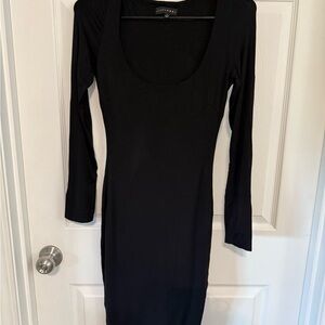 JLUXLABEL Black Long Sleeve Scoop Neck Bodycon Dress